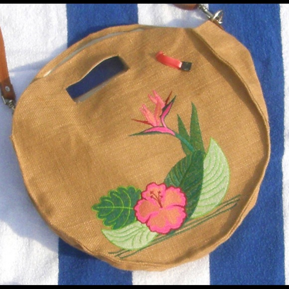 Palmera Beachwear Coko Round Bag Beach Tote Embroidered Jute - Picture 2 of 10